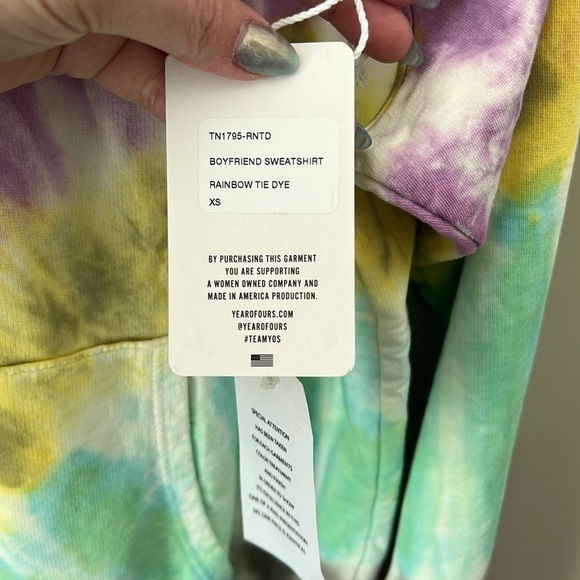 Year of Ours Boyfriend Rainbow Tie Dye Sweatshirt Size XS - Picture 5 of 8